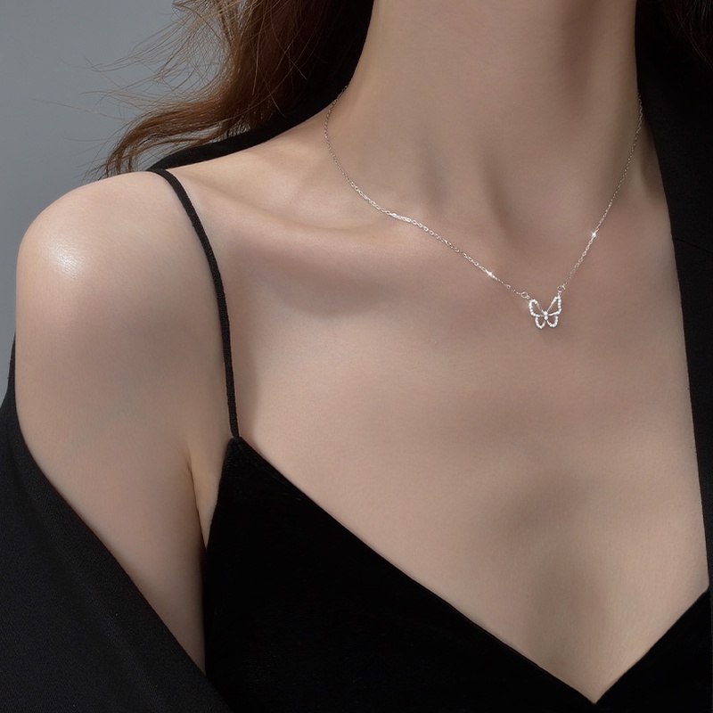 We Flower Vòng Cổ Choker Đính Đá Hình Bướm Lấp Lánh Phong Cách Hàn Quốc Thanh Lịch Dành Cho Nữ