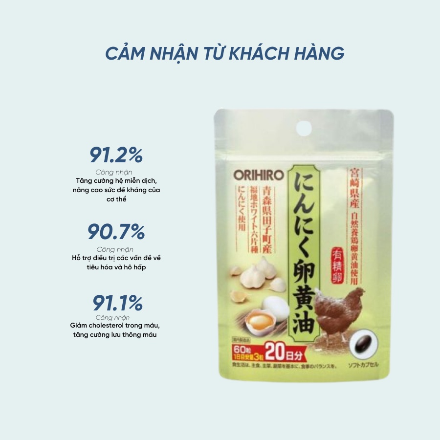 Viên uống tỏi lòng đỏ trứng gà Orihiro 60 viên