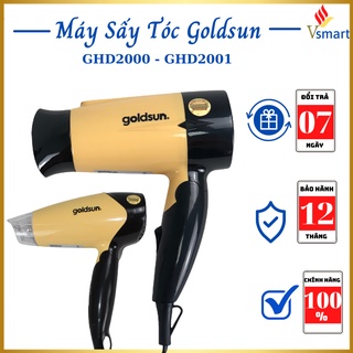 Máy sấy tóc công suất lớn tạo kiểu chuyên nghiệp 2 chiều nóng lạnh xịn chính hãng cao cấp goldsun không ồn GHD2000-2001