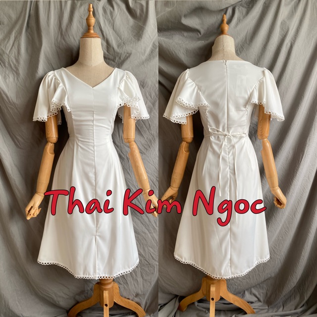 Đầm dự tiệc cổ tim viền ren 2 màu sang trọng | BigBuy360 - bigbuy360.vn