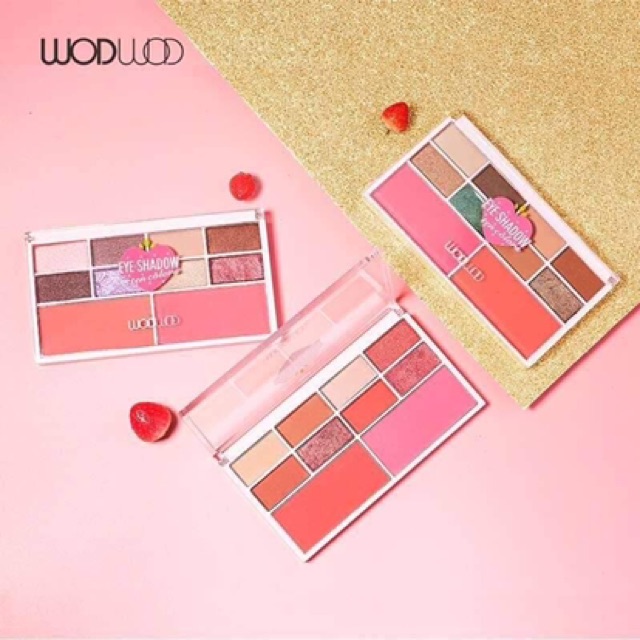 BẢNG MÀU MẮT KÈM MÁ HỒNG TẠO KHỐI WODWOD 10 Ô EYE SHADOW đẹp, sang trọng, quý phái