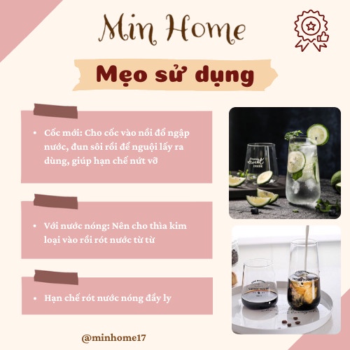 Cốc Ly Thủy Tinh Chịu Nhiệt Sweet inside Ly Thuỷ Tinh Minhome Hàng Sang Trọng Cao Cấp.