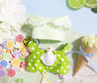 Set áo + yếm + gấu cho doll 20cm