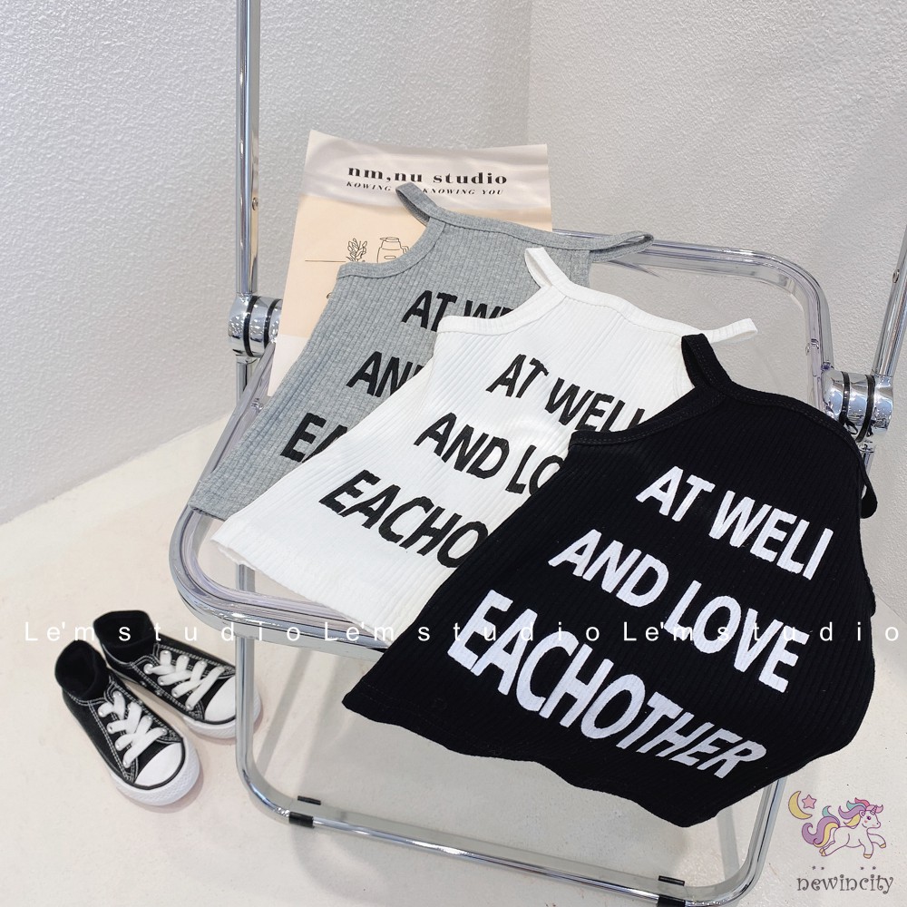 Áo Sát Nách In Chữ Thời Trang Hàn Quốc Dành Cho Bé Gái