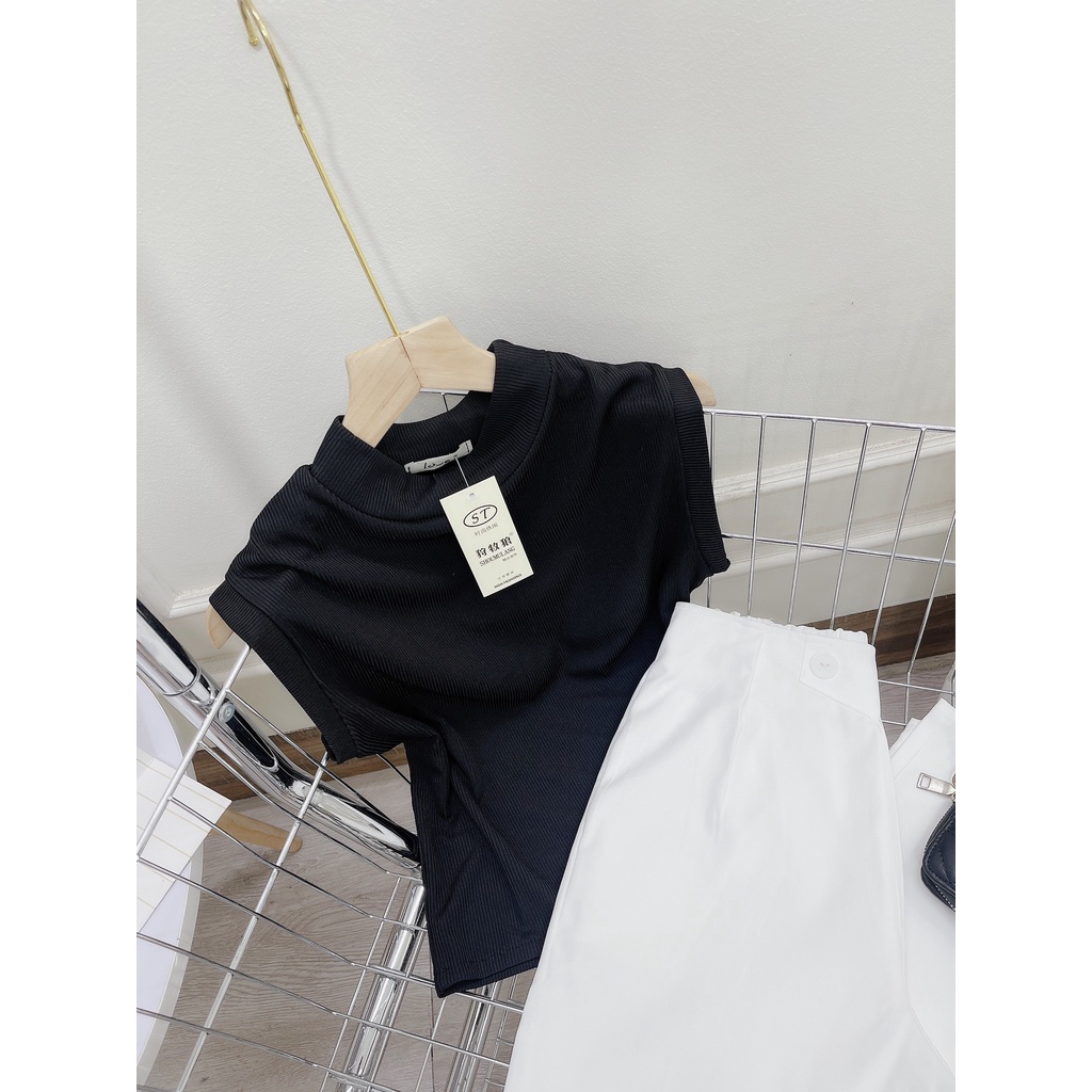 Set áo thun gân sát nách cổ 3 phân quần baggy DN226