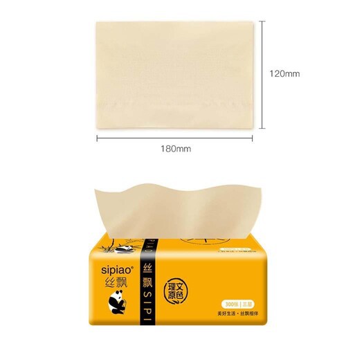 Khăn giấy gấu trúc SIPIAO gói 300 tờ khăn khô siêu dai không chất tẩy trắng siêu thấm tiện dụng khổ 175x120x3mm