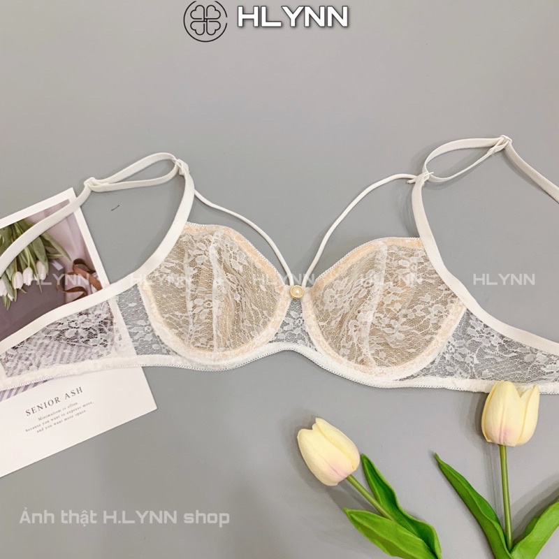 Bộ đồ lót ren hoa nhí dây mảnh có gọng không mút m175