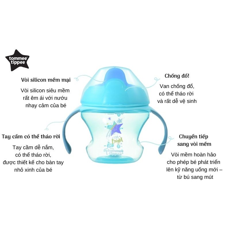 Bình tập uống có vòi cho bé Tommee Tippee First Sippee 150ml từ 4 tháng - Xanh Lá