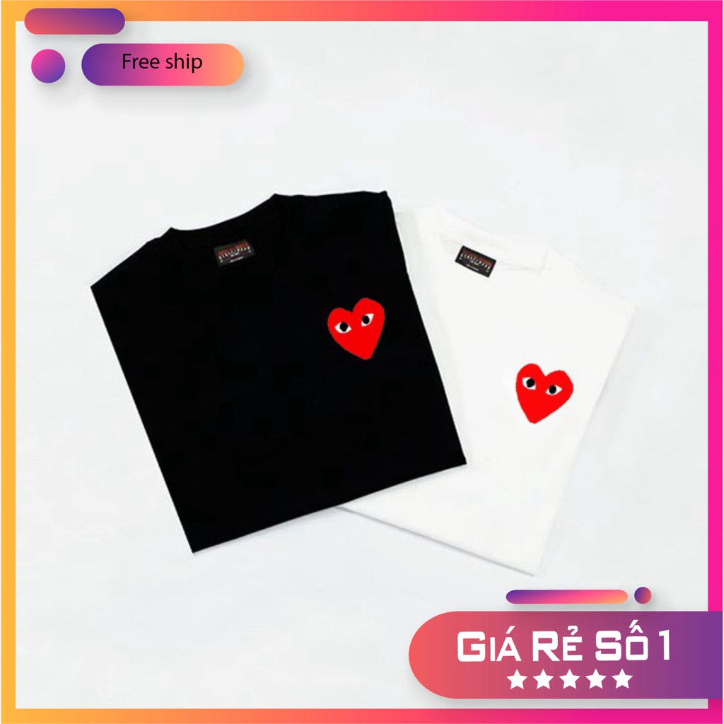 Áo Thun Tay Lỡ Unisex Form Rộng Nam Nữ Trái Tim Đen Trắng Basic Tee Oversize