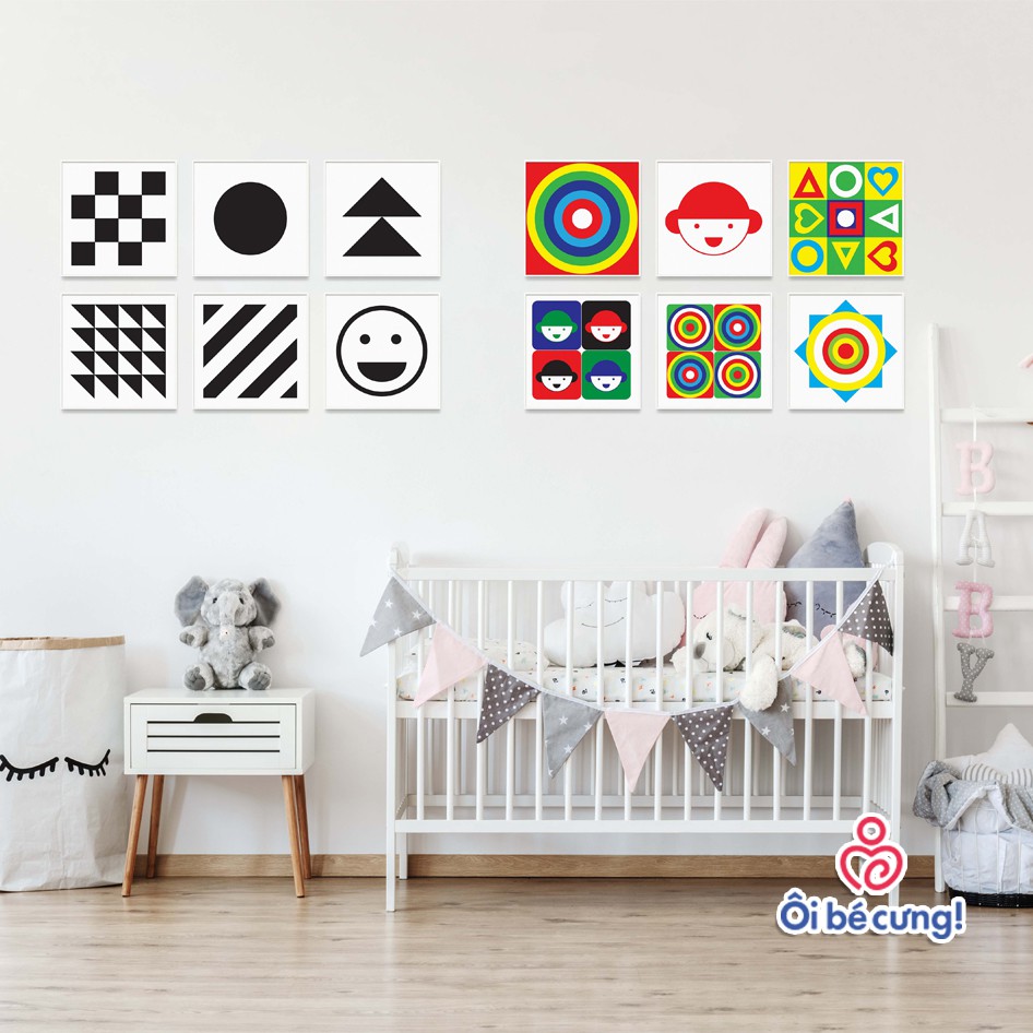 [Chuẩn Phương Pháp Montessori] Tranh kích thích thị giác cho trẻ sơ sinh từ 0 tuổi, Giúp Bé Phát triển Toàn Diện