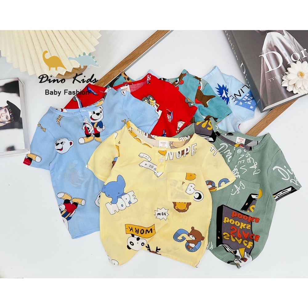 XẢ HÀNG Bộ cộc tay bé trai chất lanh, bộ lanh lụa không nhăn nhiều hình đặc biệt cho bé