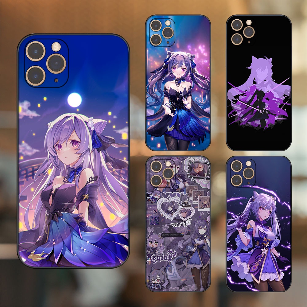 Ốp lưng iPhone 11 Pro dẻo đen cạnh vuông in hình Keqing Genshin Impact