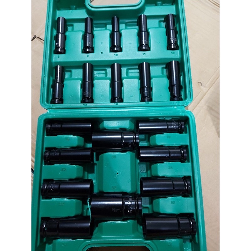 Bộ khẩu 20 chi tiết, đầu tuýp 1/2  - Dùng cho máy siết Bulong, Bộ 10 đầu khẩu thép cao cấp, chống gỉ, chống vỡ