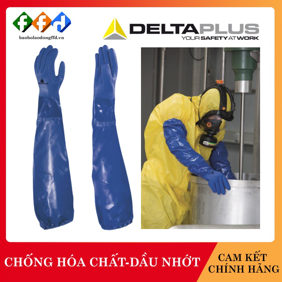 [Chính hãng] Găng tay Delta Plus VE766, Găng tay chống hóa chất, chất liệu PVC, đồ bền cao, Găng tay bảo hộ đa năng