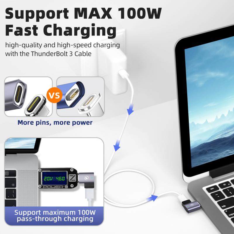 Đầu chuyển đổi HDOORLINK nam châm PD 100W USB C sang Type C 11 chấu 5A chất lượng cao tiện lợi