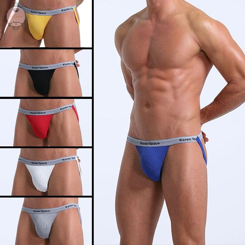 Mens Sexy Elastic Underpants Briefs Jockstrap Underwear Gay Men Hollow Underwear
