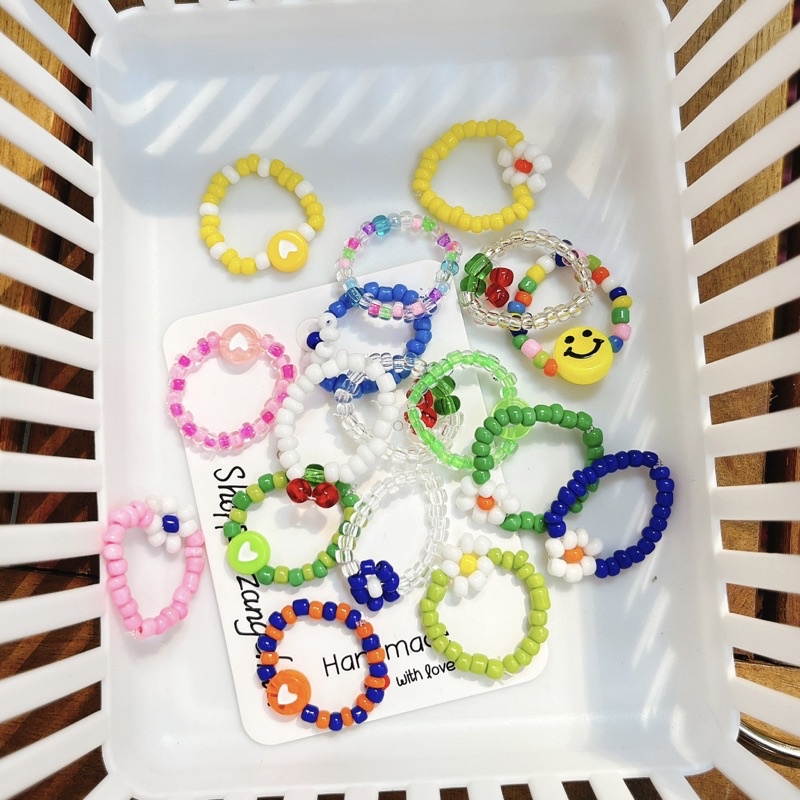 (Handmade) Nhẫn hạt cườm dễ thương cho bé