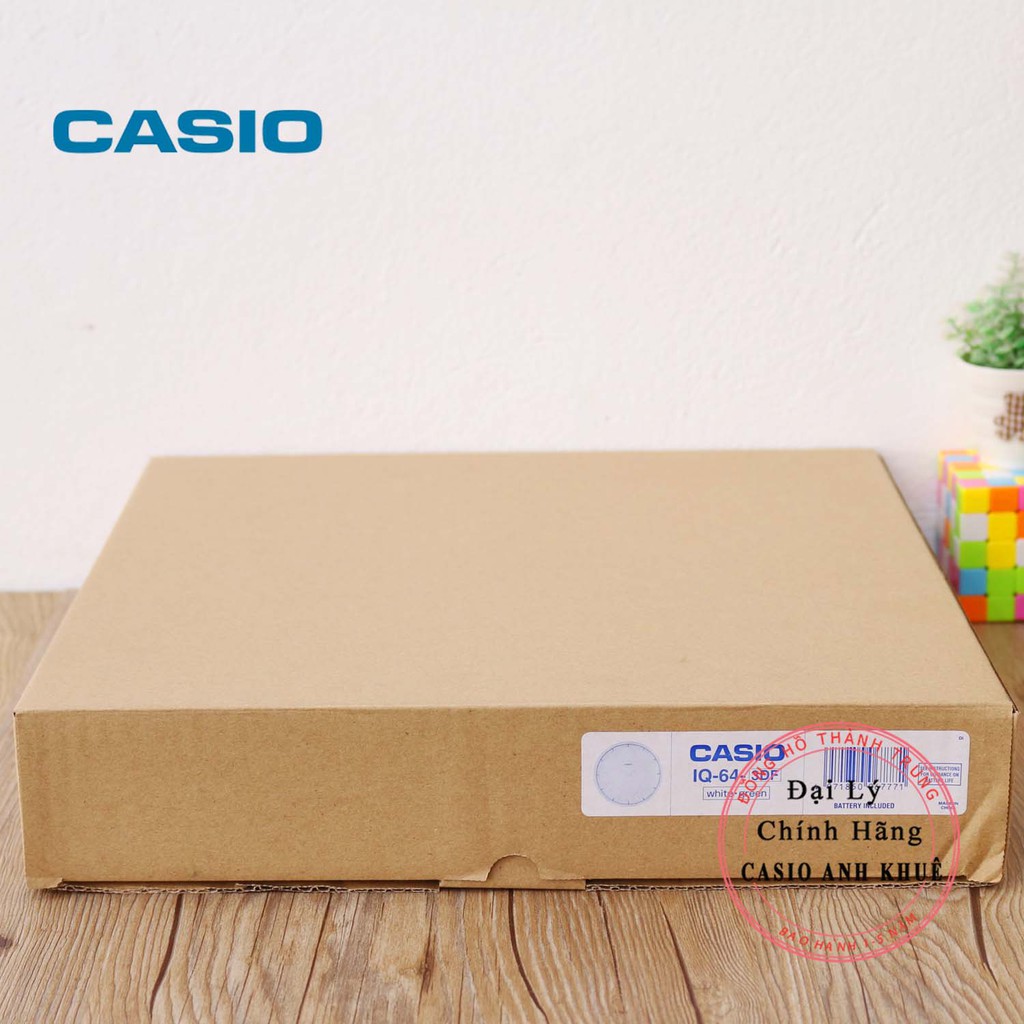 Đồng hồ treo tường phong cách hiện đại Casio IQ-64-3DF màu trắng ( 30.5 x 4.7 cm)