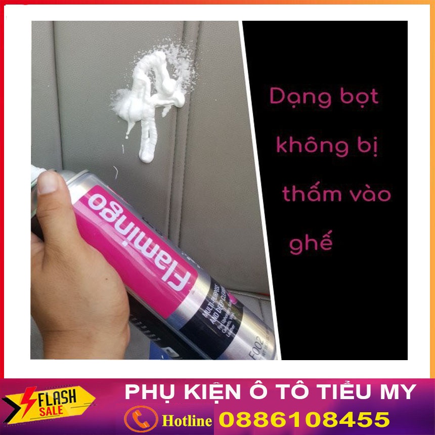 ComBo 2 Bình xịt bọt vệ sinh đồ da Flamingo F002 làm sạch ghế da 650ml , chai xịt bọt vệ sinh nội thất ô tô - Làm da, nỉ