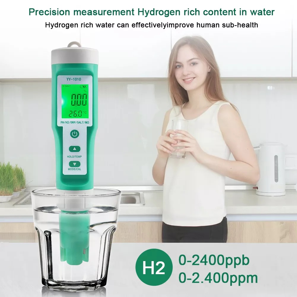 Bút đo pH 10 trong 1, pH/TDS/EC/Salinity/TEMP/S.G/ORP/H2/Fertility/Resistivity, Water quality tester