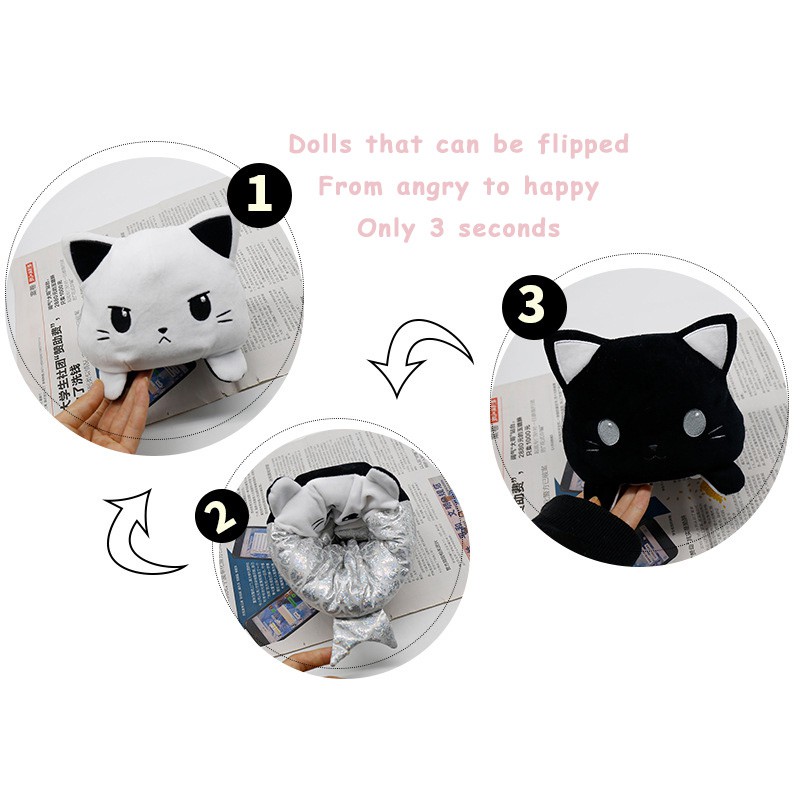 Creative Flip Stuffed Plush Doll Different Sides To Show Different Moods Soft Simulation Reversible Plush Toy For Kids