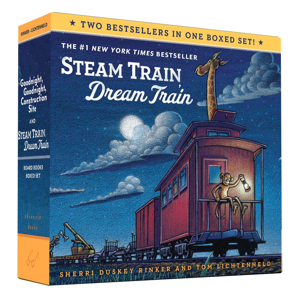 Sách - Anh: Goodnight, Goodnight, Construction Site and Steam Train, Dream Train Board Books Boxed Set