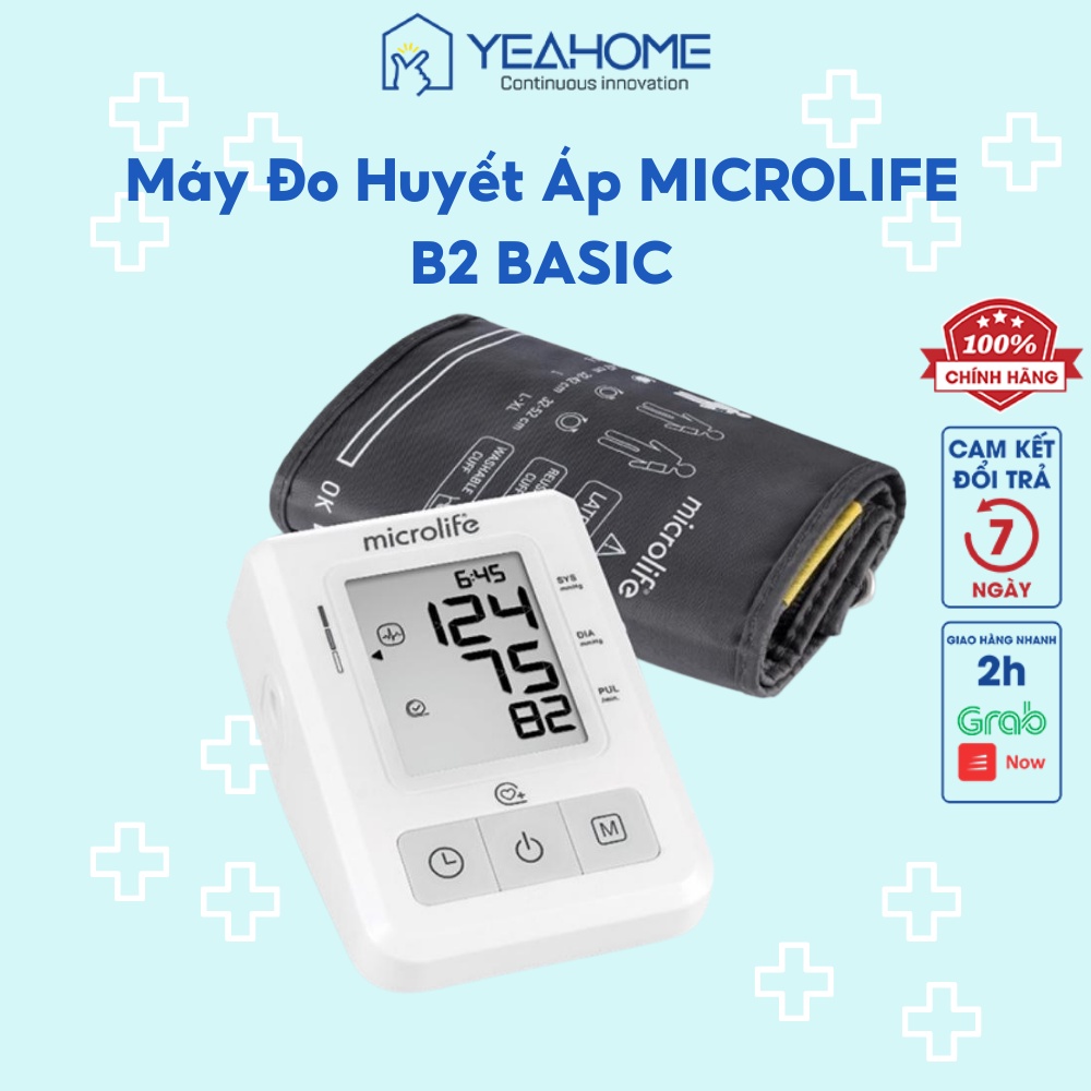 Máy Đo Huyết Áp Tự Động Microlife B2 Basic Phát Hiện Rối Loạn Nhịp Tim (PAD) BH 5 Năm - YeahomeCare Saigon