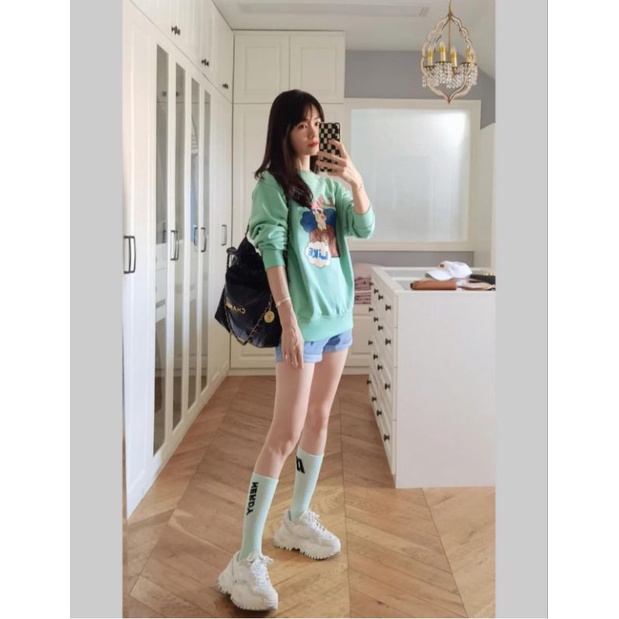 áo sweater MIb like xanh ngọc áo đôi nam nữ thu đông dài tay nỉ da cá đanh mịn cam kết hàng đẹp FULL TAG