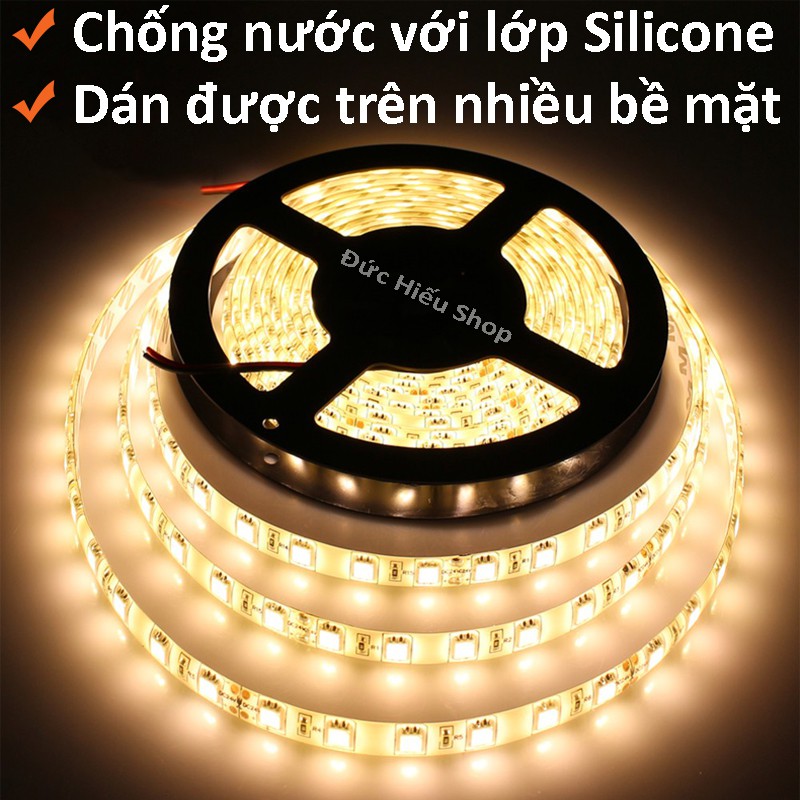 [ Bọc silicone chống nước ] Đèn LED dây 12V - 5M, dây đèn LED 12v