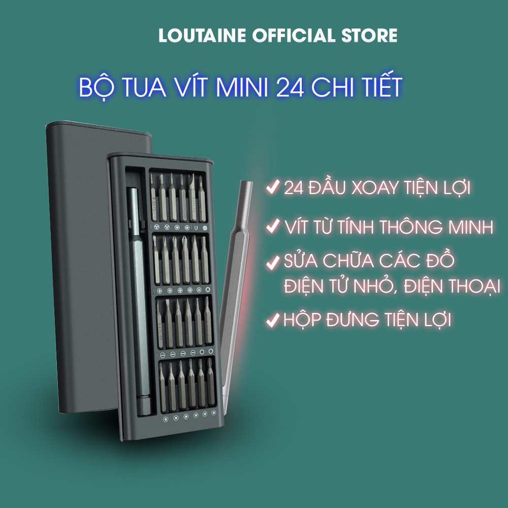 Bộ tua vít sửa điện thoại 24 đầu mini đa năng đầu hút từ tính sửa laptop điện thoại đồ dùng nhỏ thông minh tiện lợi