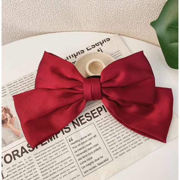 Kẹp Tóc Hình Nơ MILA Màu Trơn Xinh Xắn Phong Cách Nhật Bản Cho Nữ