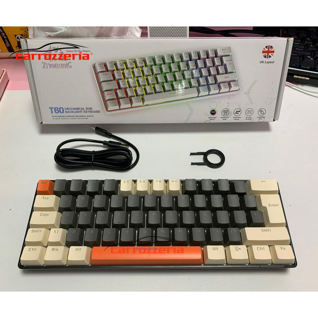 Bàn Phím Cơ Mini ZiYou Lang T60 Có Đèn RGB 62 Phím Có Dây Type C Red Switch Blue Switch