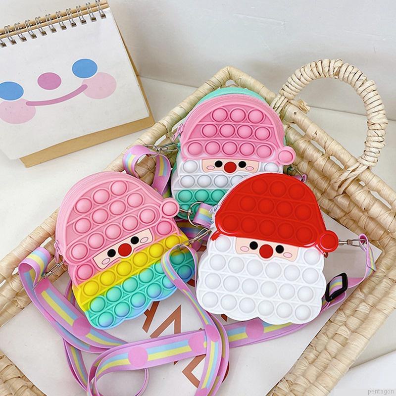 Túi đeo chéo vai bằng silicon họa tiết hoạt hình dễ thương cho bé gái