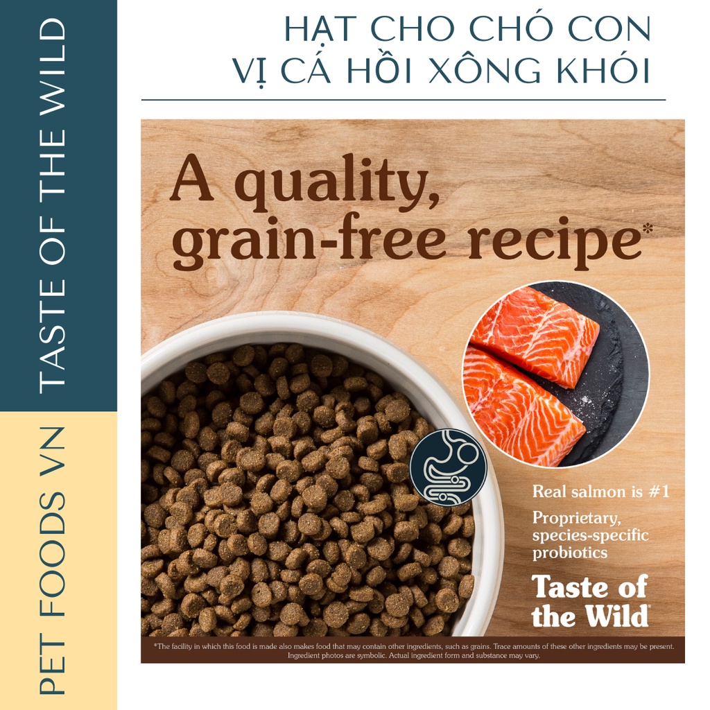 Hạt cho chó con TASTE OF THE WILD Pacific Stream Puppy 500g vị Cá Hồi Xông Khói