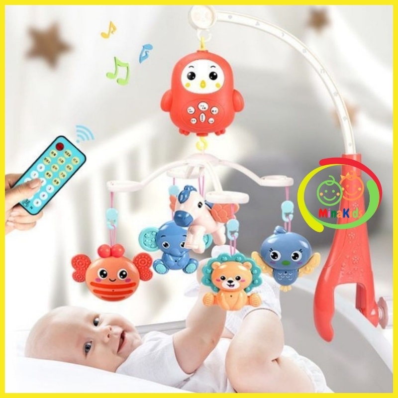 Đồ Chơi Treo Cũi Cho Bé Treo Nôi Phát Nhạc Có Điều Khiển Từ Xa Tự Xoay Cao Cấp TN36