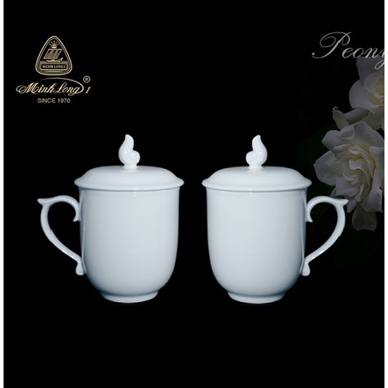 ly trà có nắp sứ Minh Long - ly trà có nắp sứ minh long