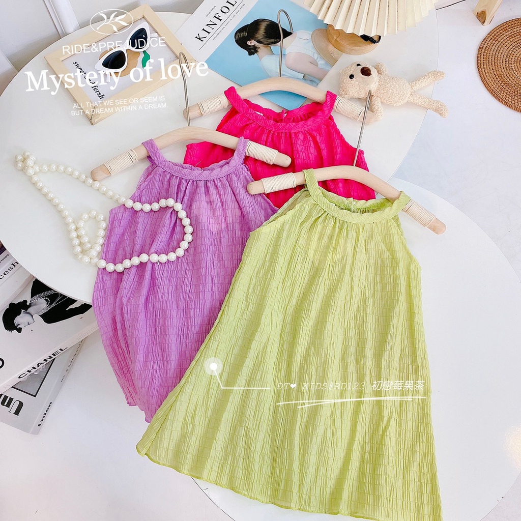 Váy cho bé gái đầm dáng xòe siêu xinh vải trơn đẹp 0,1,2,3,4,5 tuổi