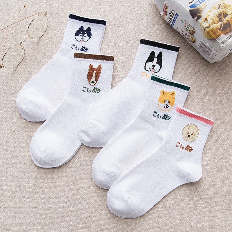 Tất Vớ Nữ Cao Cổ Cotton Hình Chó Shiba Hot Trend Kiểu Hàn Quốc Ulzzang Hot Trend