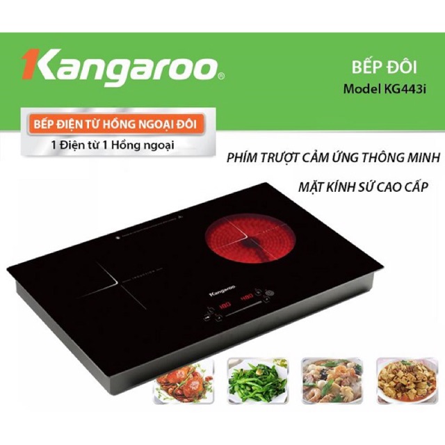 Bếp điện từ hồng ngoại đôi Kangaroo KG443i