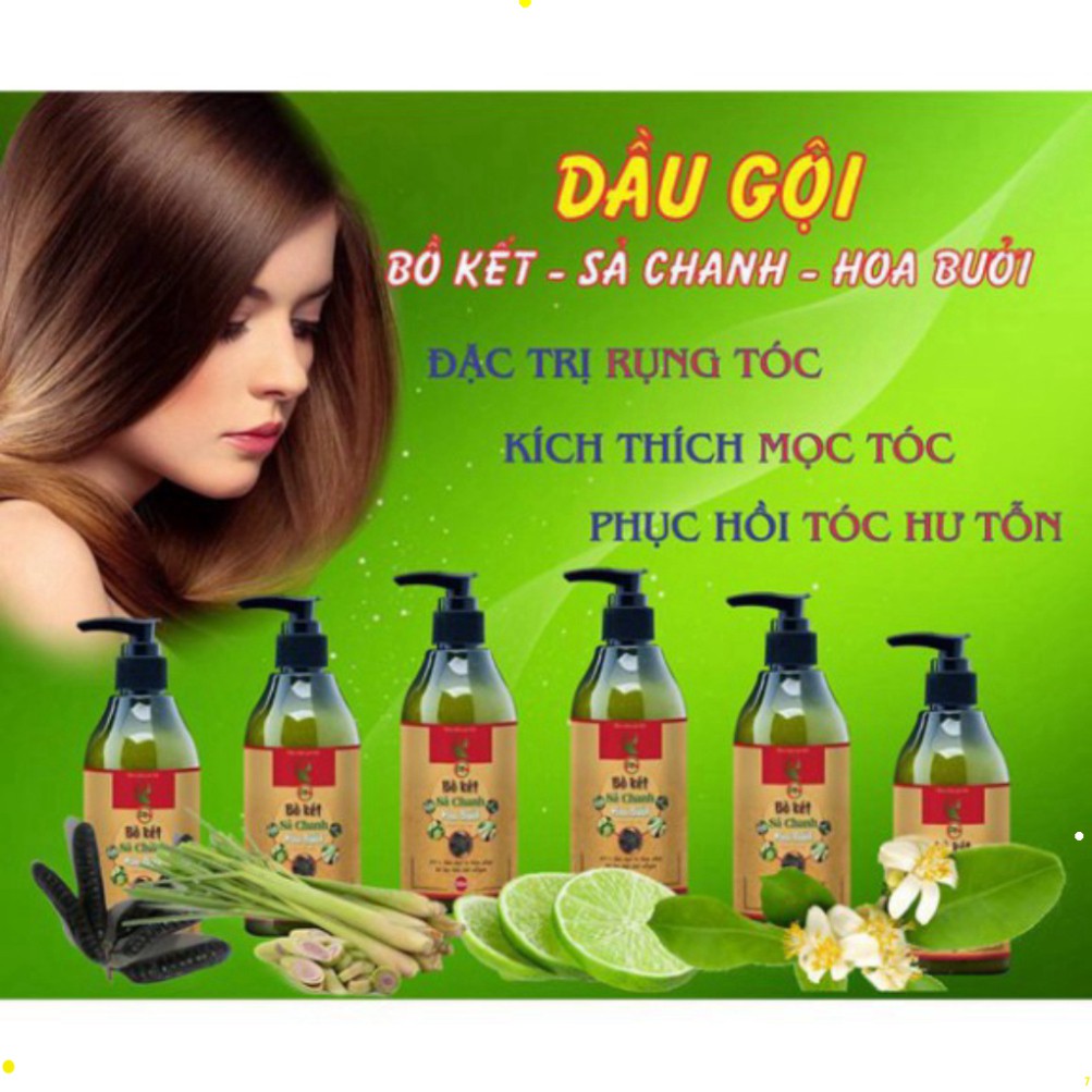 Dầu gội bồ kết sả chanh hoa bưởi thảo dược cô đặc mọc tóc 300ml Giúp sạch gàu, đen tóc, mềm, suông mượt tóc Hot | BigBuy360 - bigbuy360.vn