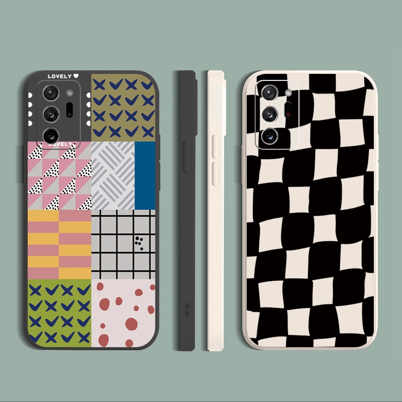 Ốp Điện Thoại Cạnh Vuông Mềm Họa Tiết Caro Cổ Điển Cho Samsung Galaxy Note 20 Ultra A30 A20 A50S A10