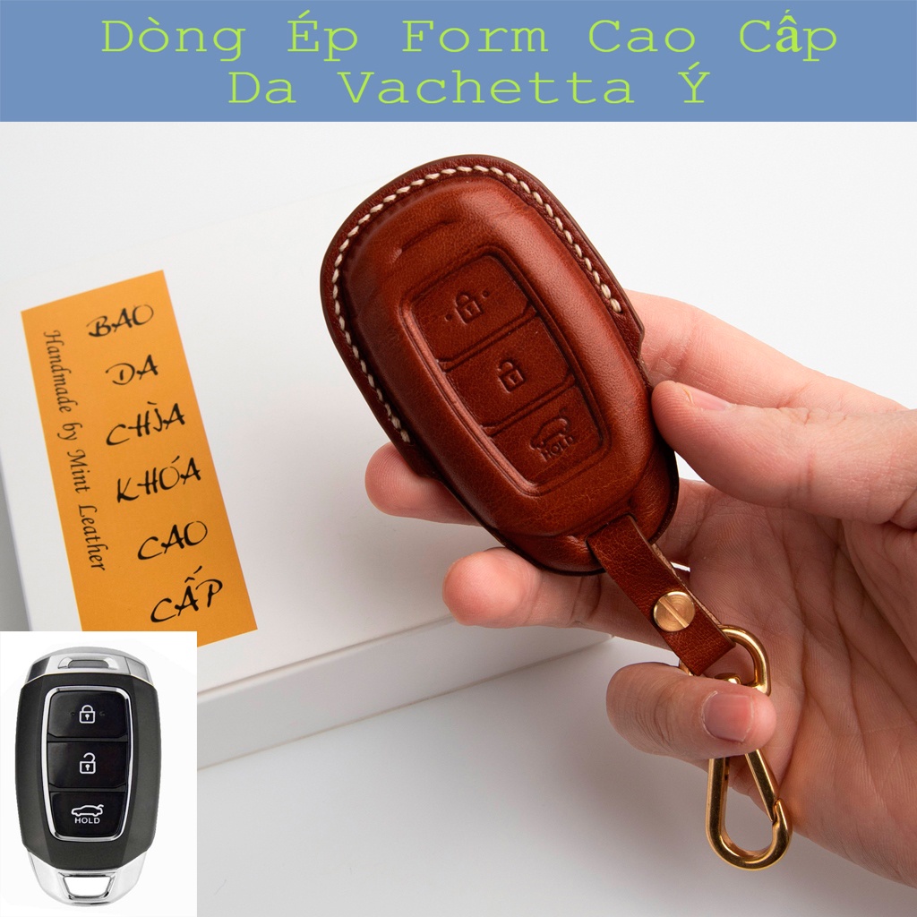 Ốp Chìa Khoá i10 💎Da Thật💎 Đồ Chơi Xe i10 Hyundai Accent Tucson Bọc Chìa Khoá Santafe