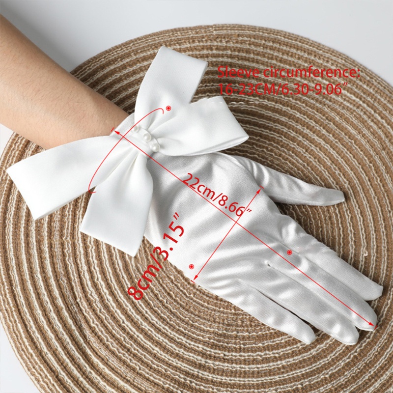 Găng Tay Satin Ngắn Co Giãn Phong Cách Vintage 20 ''