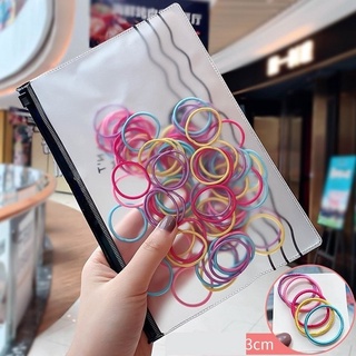 Set 100 Dây Cột Tóc Mini Sắc Màu Cho Bé Kèm Túi Zip Xinh Xẻo