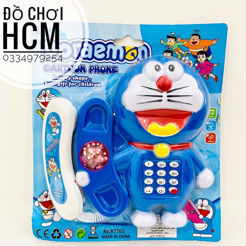 Đồ chơi điện thoại bàn hình mèo Hello kitty/ Doremon rất dễ thương dành cho bé thích khám phá