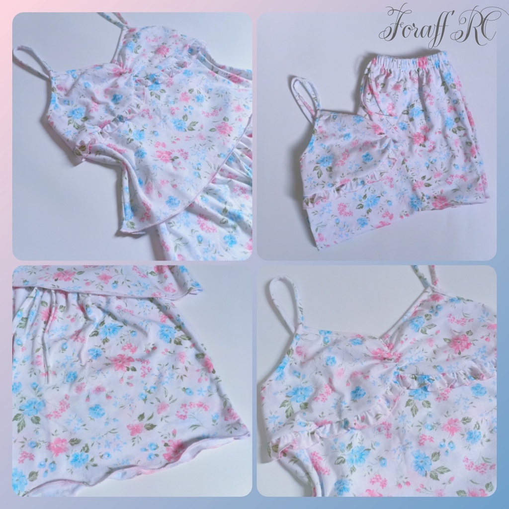 Đồ bộ ngủ nữ RCB10, hai dây cổ tim nhún thun cotton 2 chiều dành cho người dưới 60kg | BigBuy360 - bigbuy360.vn