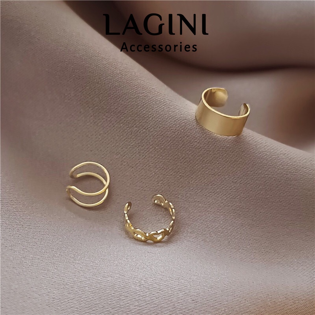 Set bộ 3 khuyên cài kẹp vành tai Lagini cá tính