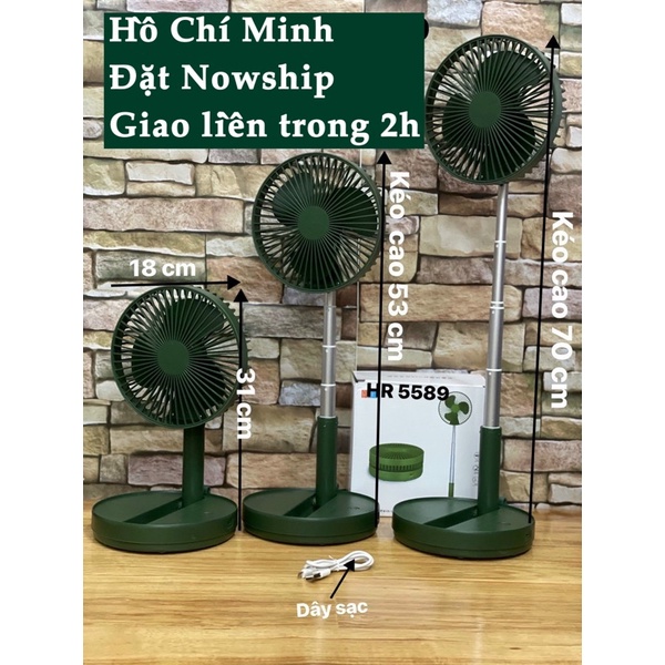 Quạt sạc tích điện gấp gọn hay kéo dài đa năng