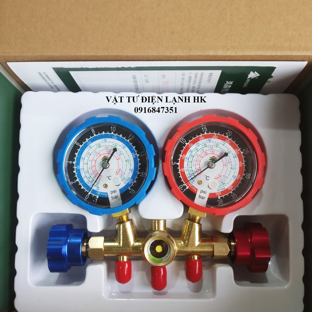 Bộ đồng hồ đo gas đôi hãng Hongsen kèm dây HS-536C HS-536G-410A (chọn đúng loại khi đặt hàng)
