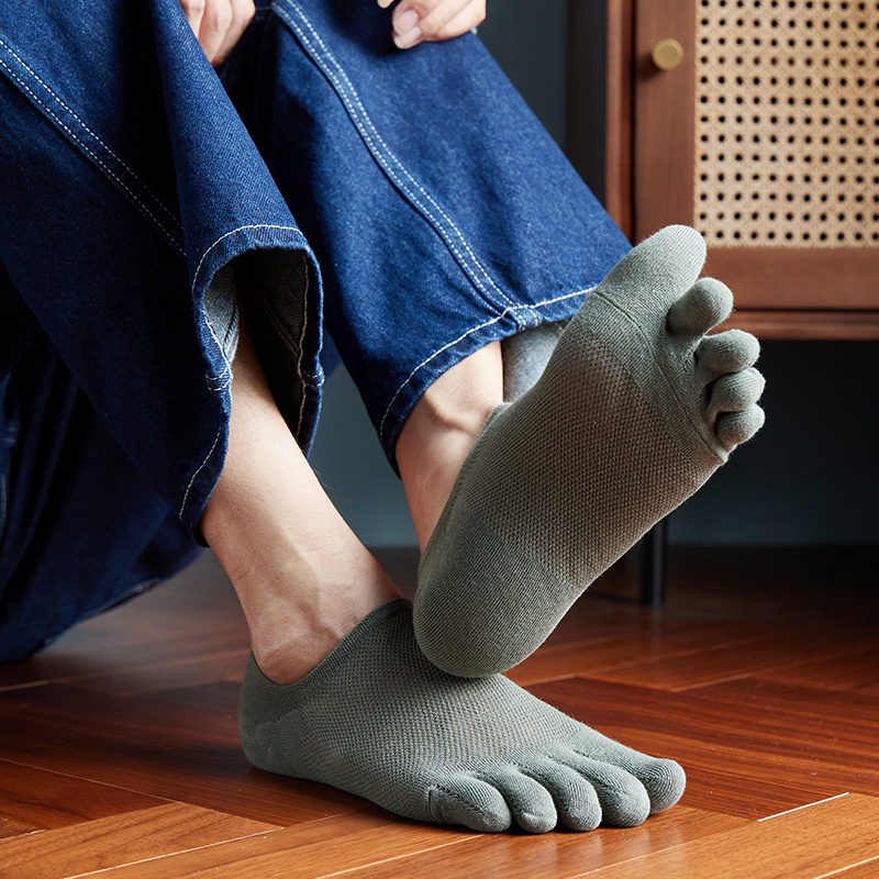 Vớ Cổ Thấp Năm Ngón Màu Sắc Đơn Giản Thoáng Khí Thời Trang Cho Nam